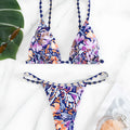 Women's floral print polyester triangle bag style swimsuit with briefs cut
