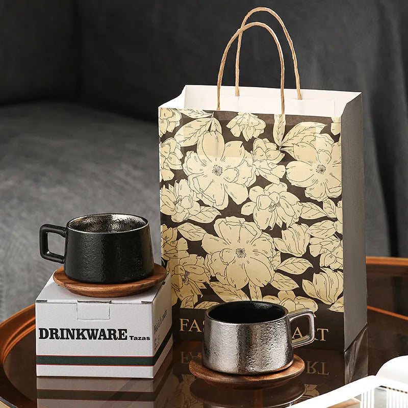 Office afternoon tea gift tumbler set with gold or silver gift box, 250ml capacity cup
