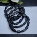 Natural black tourmaline rough stone bracelet with approximately 9mm beads