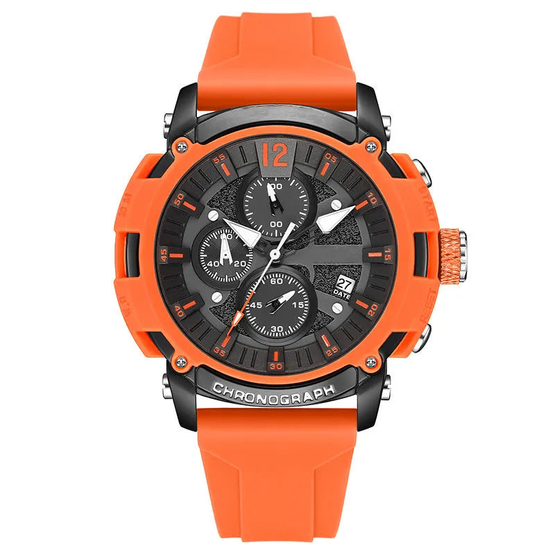 Men's luminous waterproof calendar watch with 51mm case and quartz movement