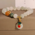 Women's adjustable ice jade bracelet with pearl accents and xiangyun jade buckle