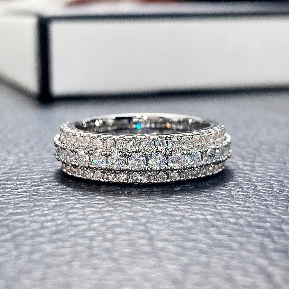 Geometric triangle engagement ring with zircon inlay and gang drill personalisation on copper band
