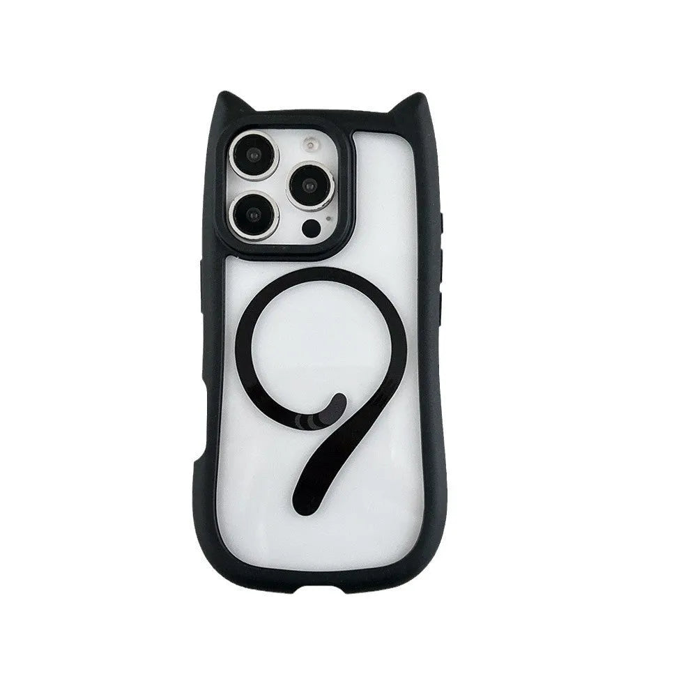 Transparent acrylic TPU phone case for IPhone 17 with magnetic suction in black colour
