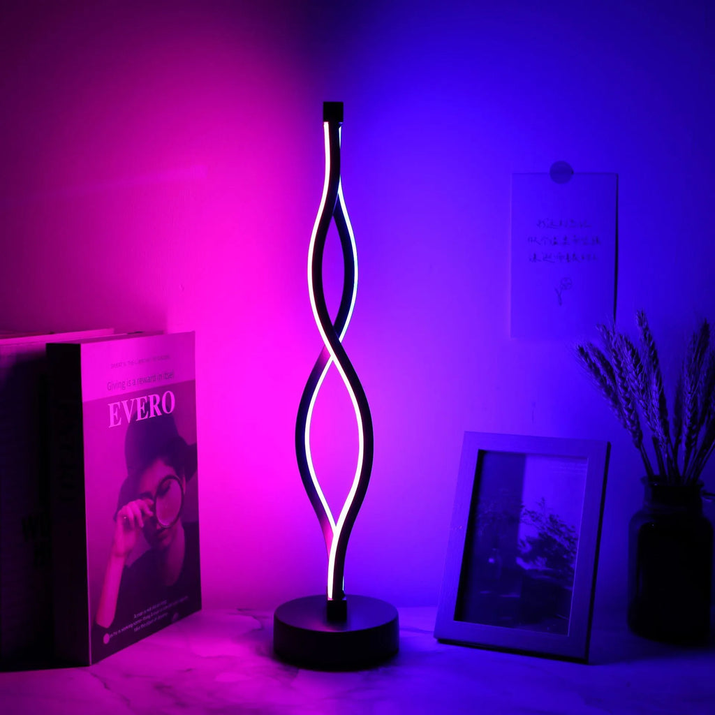 Black aluminium desk lamp with three-colour dimming button and touch controls