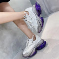 Women's leather sports shoes with thick jelly soles and cross-tie lacing in multiple colours