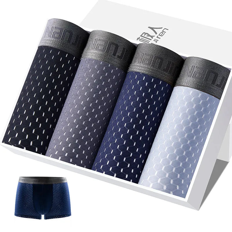 Pair of breathable modal boxer shorts in ice silk fabric, available in large sizes L to 6XL for men