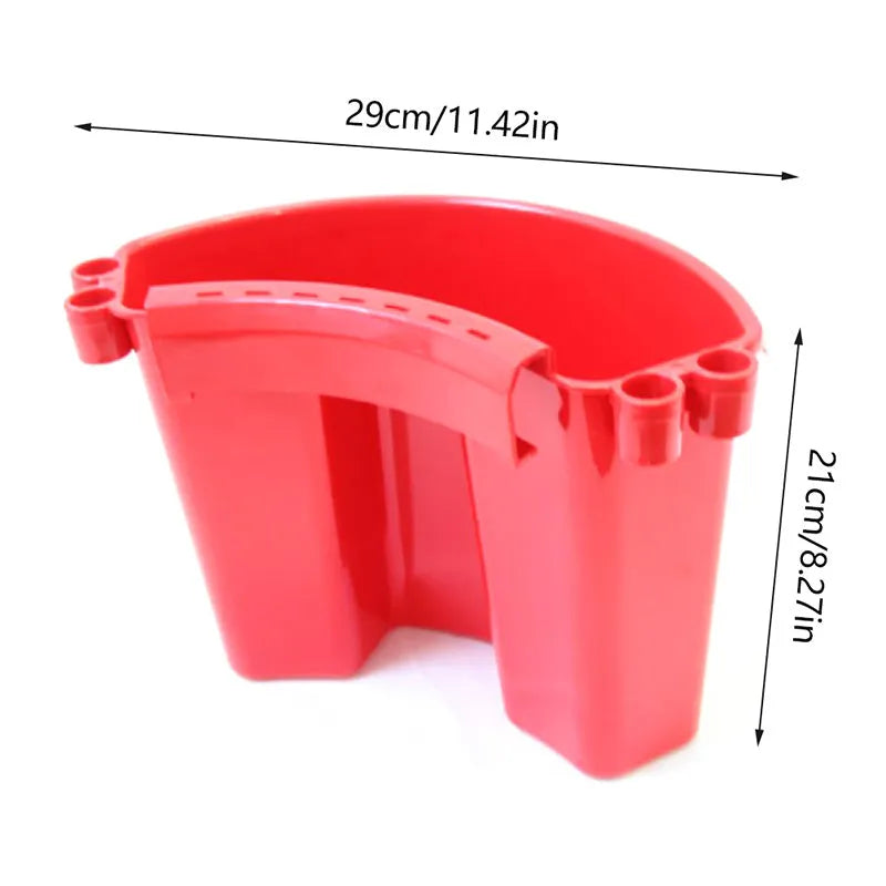 A black, red, blue, or pink polypropylene car wash bucket with a handle.