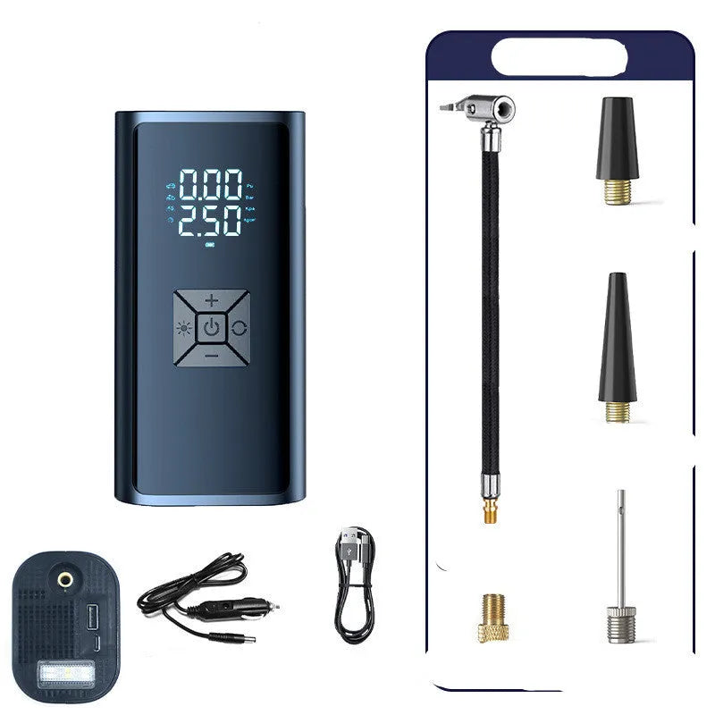 Portable wireless digital display car tire pump with ABS plastic case and inflatable hose