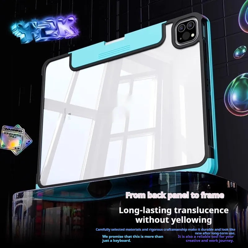 Blue shockproof keyboard protective case for a 13-inch iPad Air showing mute function key.