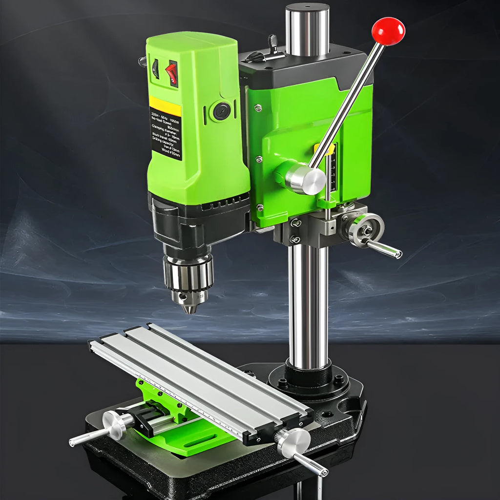 Bench-mounted drilling and milling machine with bench pliers for workshop use