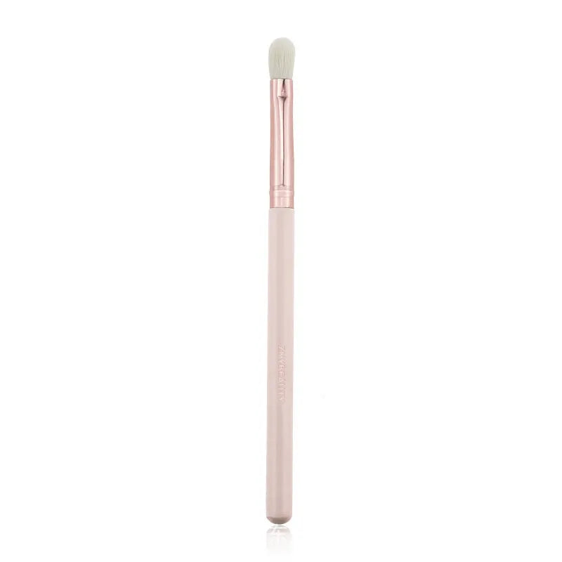 26 piece pink wooden handle makeup brush set in a PU travel bag