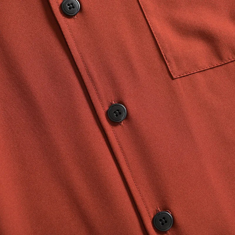 Men's lightweight loose fit summer shirt in solid colour with short sleeves