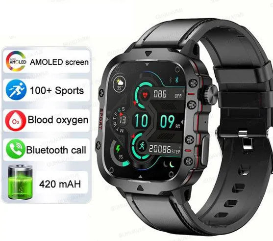 QX11 Smart Bluetooth Watch with TFT screen showing fitness metrics on black zinc alloy case