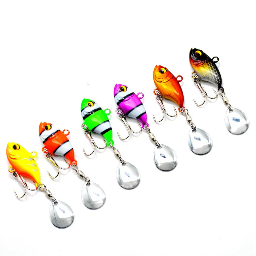 Metal sea fishing iron plate lure with rotating sequins in various colour patterns