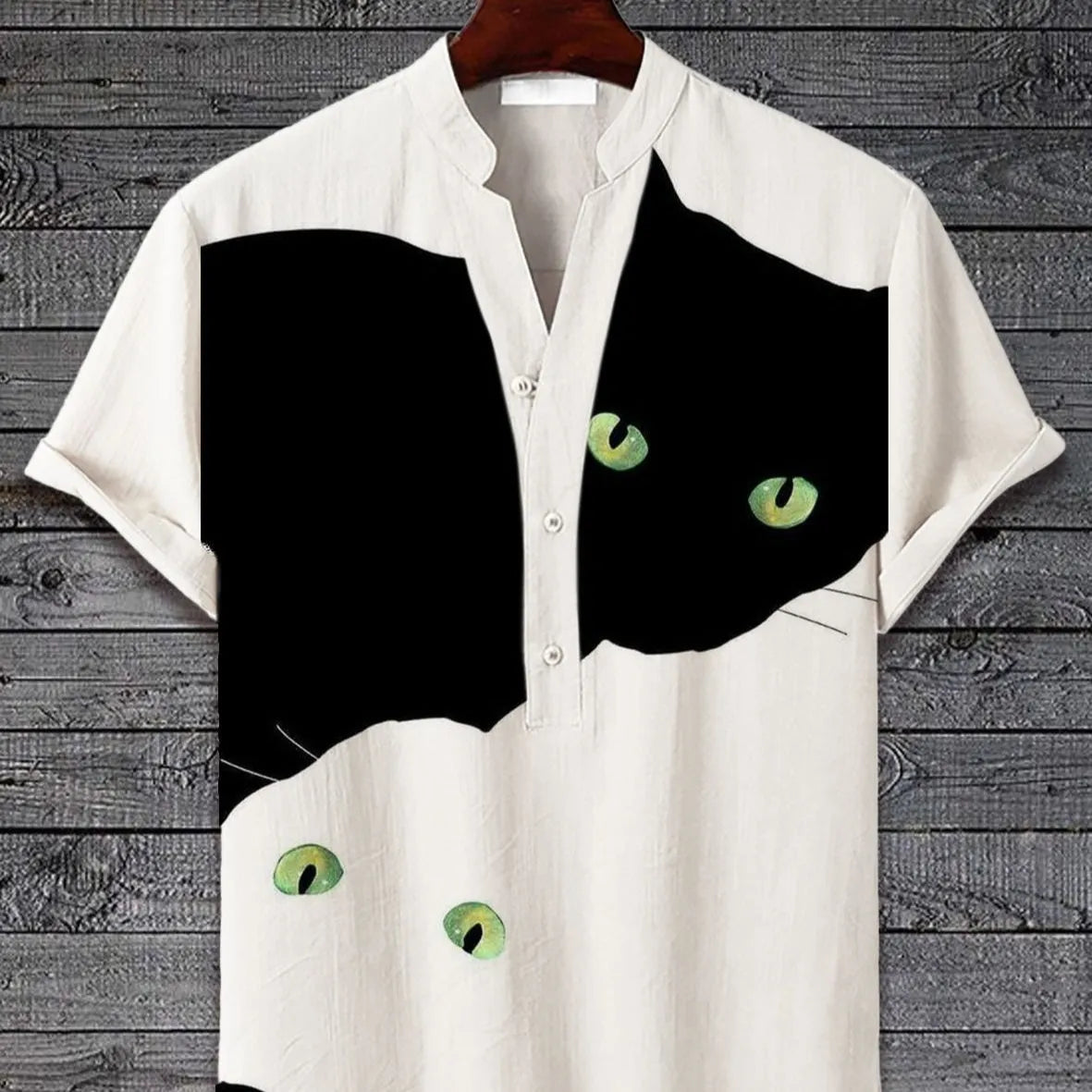 Short sleeve casual shirt with a vibrant 3D digital animal pattern print on the front.