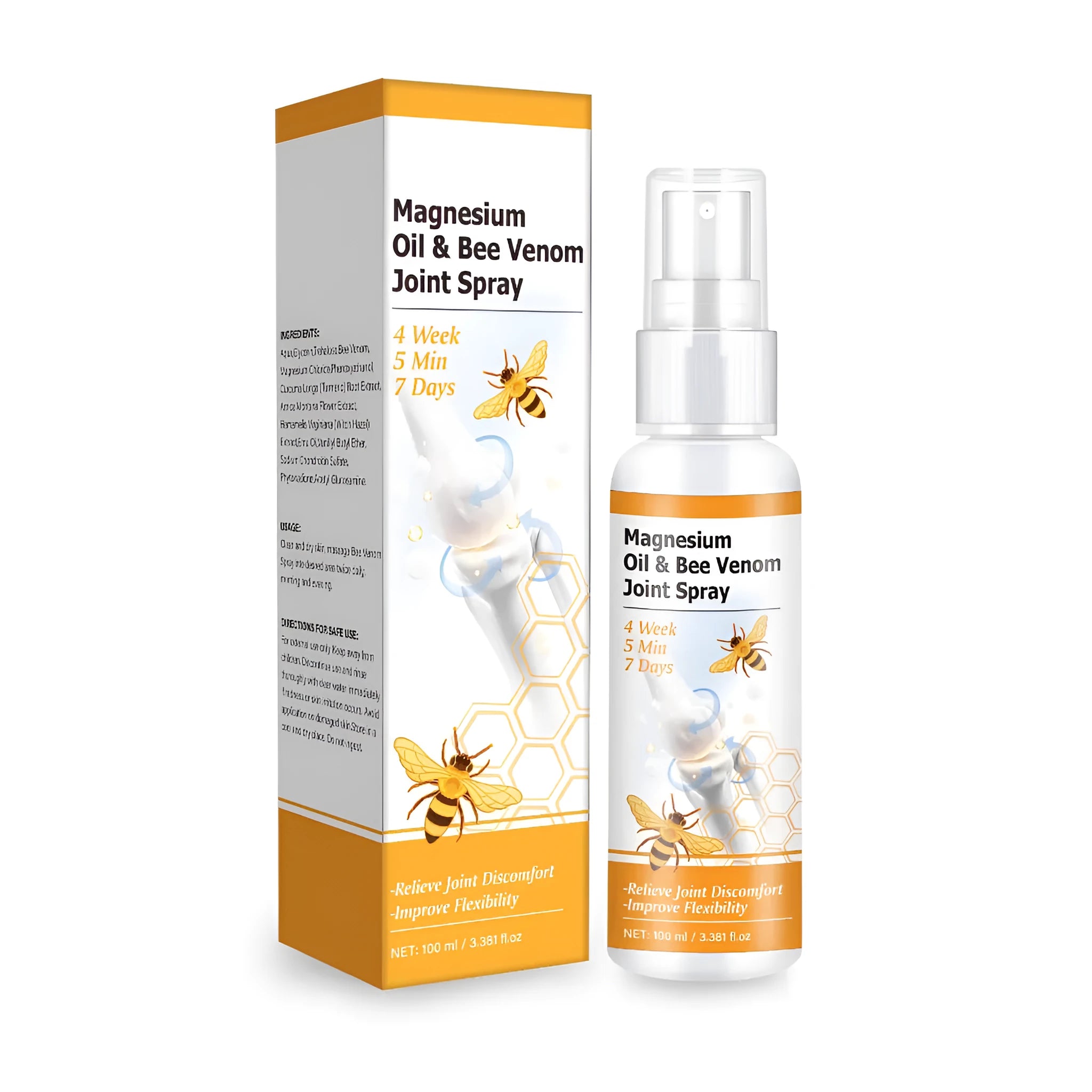 Magnesium oil bee joint spray gel bottle 100ml with spray applicator, 152mm tall