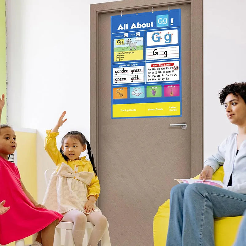 Children's alphabet learning sleeve table chart with word cards, letter cards, picture cards and songs