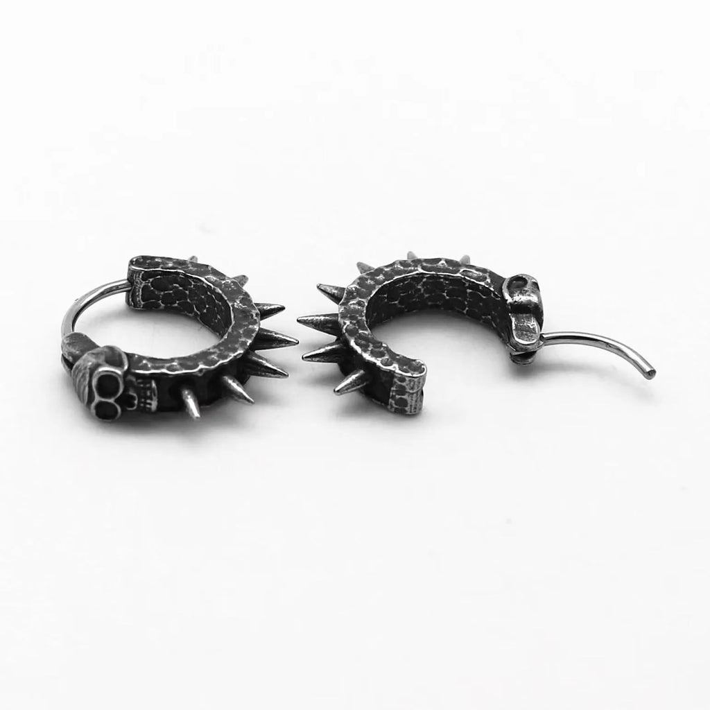Geometric copper and black punk motorcycle earrings made from alloy for men and women