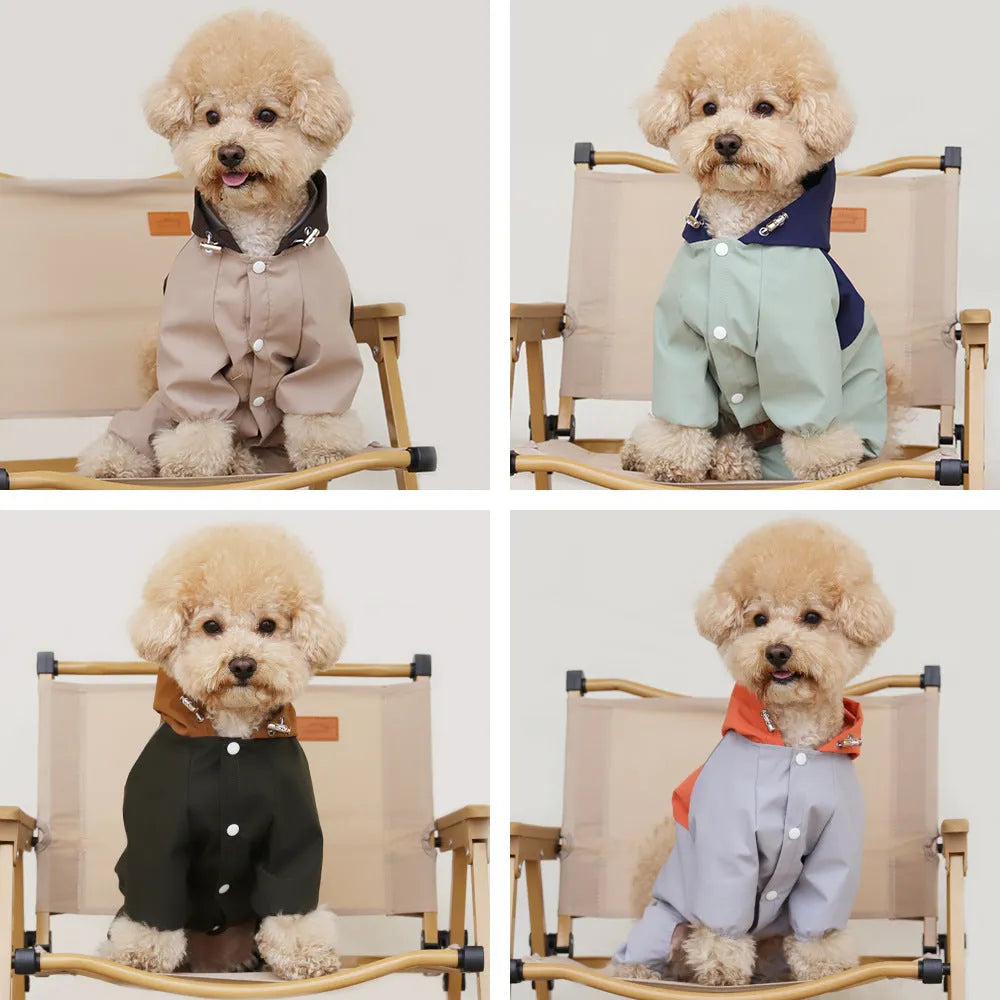 Dog waterproof polyester shell jacket in British style design for small to medium sized pets