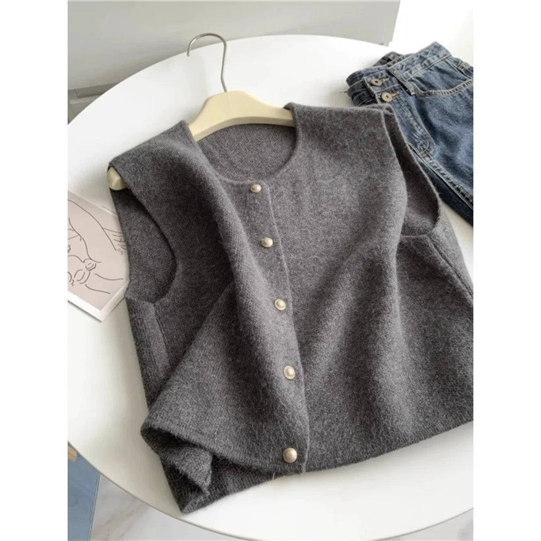 Women's polyester half-sleeve pullover vest in commuting style available in six colours