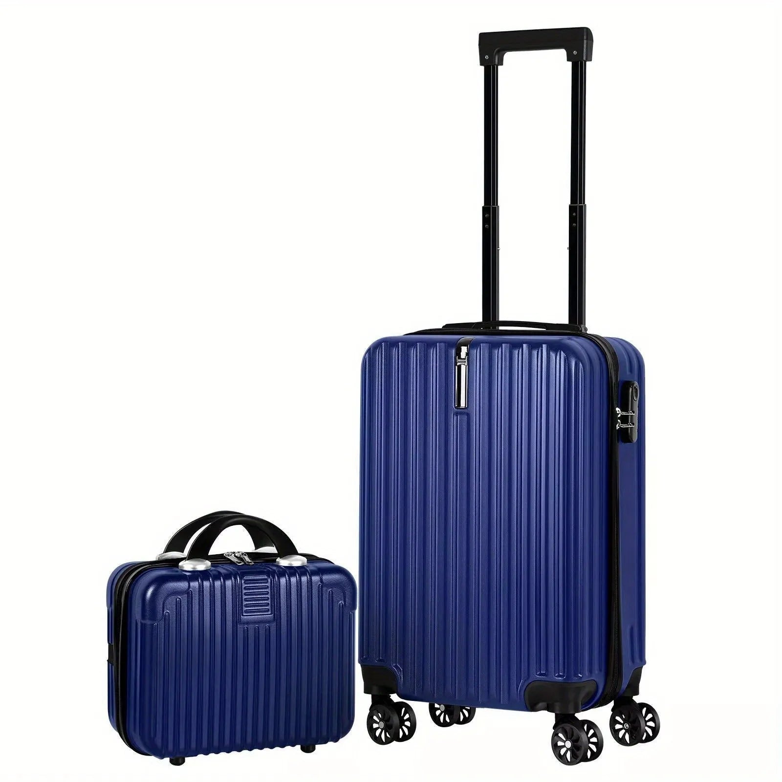 Grey aluminium alloy two-piece luggage set with main trunk and smaller mini box