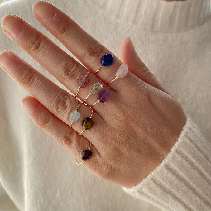 Geometric agate ring for women with original niche design in various colour options