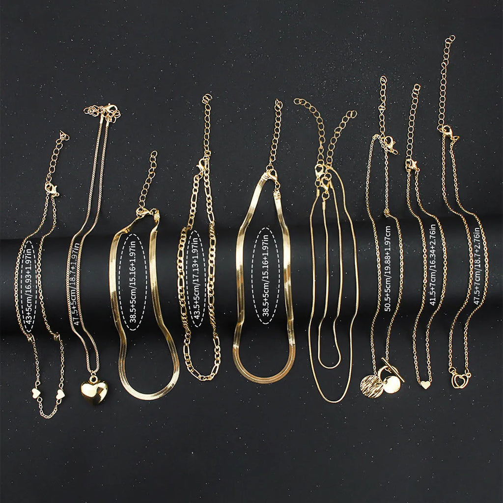 10-piece women's gold necklace jewellery set with snake bones chain design