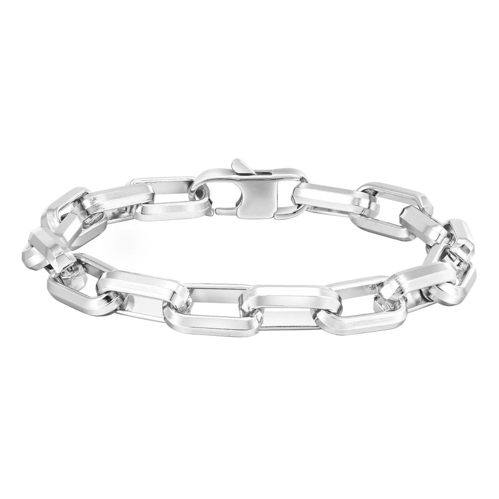 Men's simple square chain titanium steel bracelet in steel, gold, black, and retro colour options.
