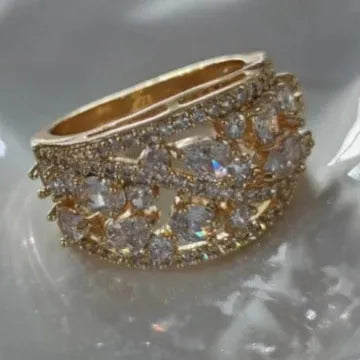 Women's copper round hollow fashion ring showing openwork design with colour options