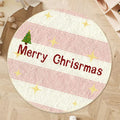 Christmas-themed round alien-shaped rug with imitation cashmere material in festive holiday patterns
