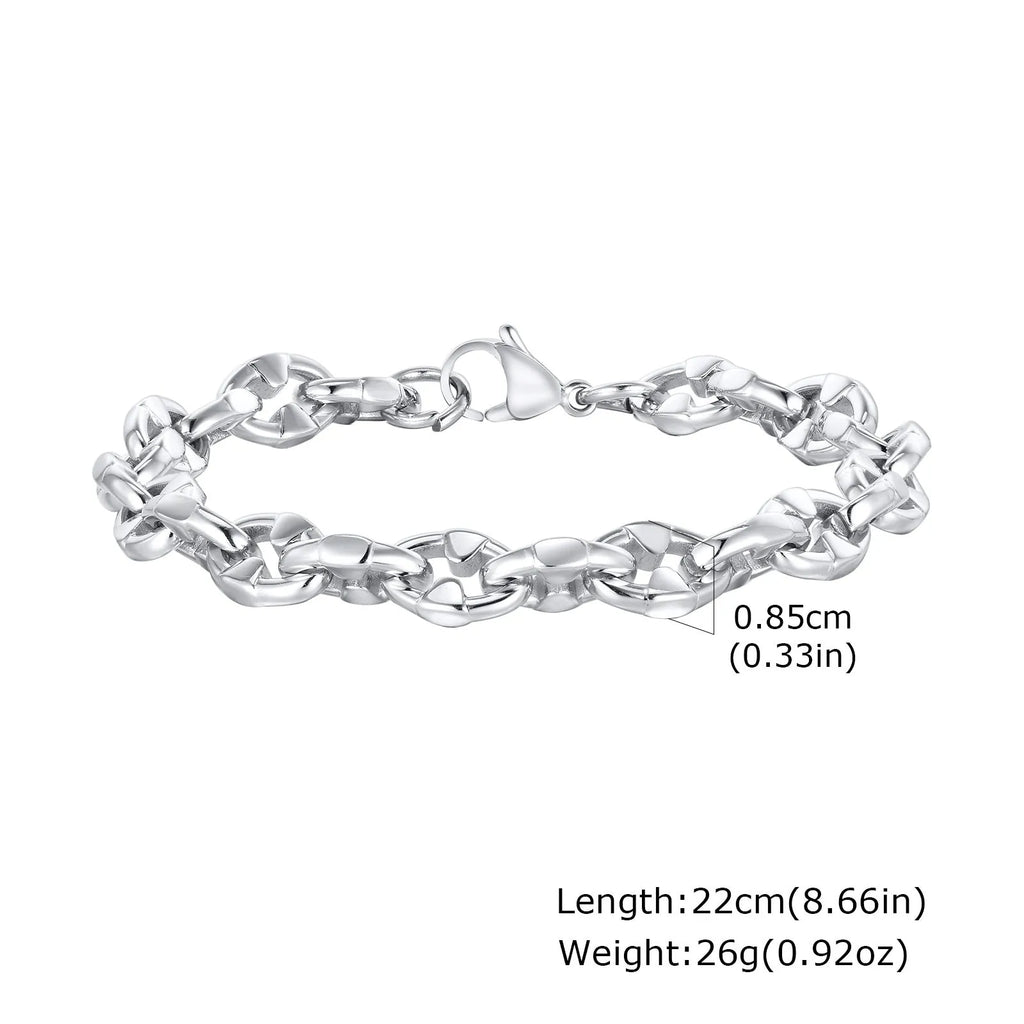 Handmade stainless steel thick geometric chain bracelet for men's hip hop style