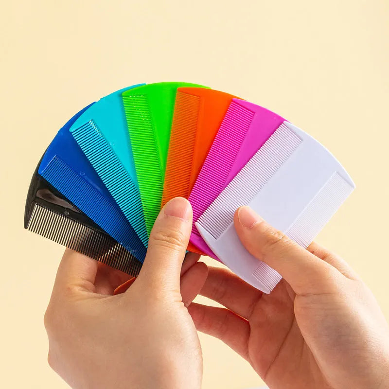Double-edged plastic fine teeth flea comb for pets and people in various colours