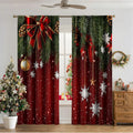 3D digitally printed Christmas curtain panel showing a modern European festive design, made from polyester fabric.
