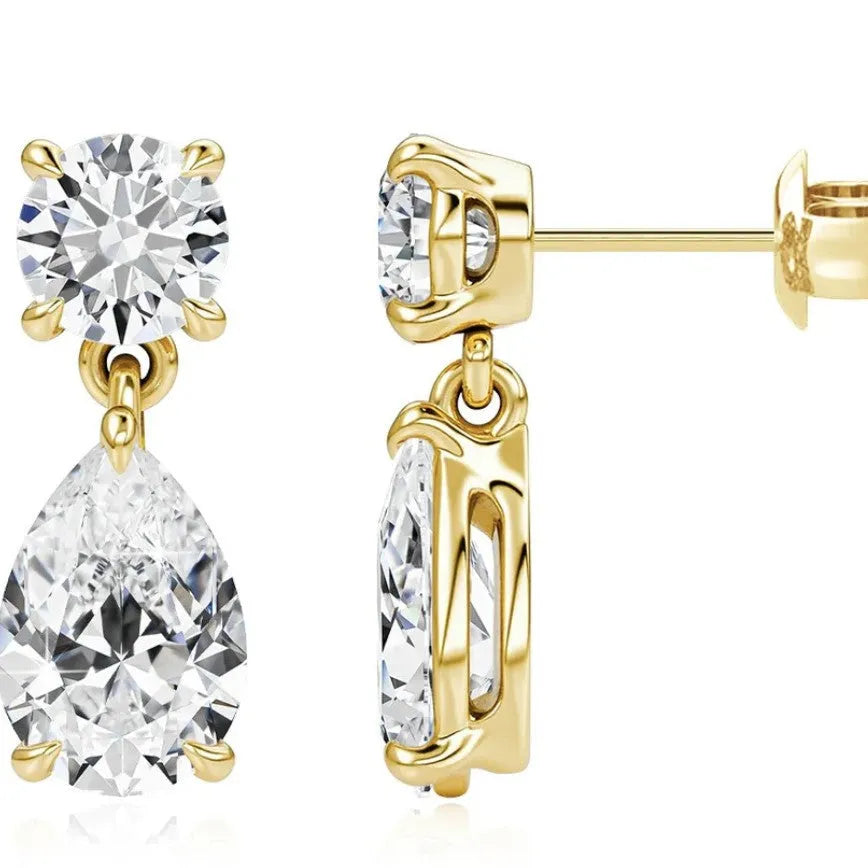 Sterling silver 925 water drop moissanite stud earrings with geometric design