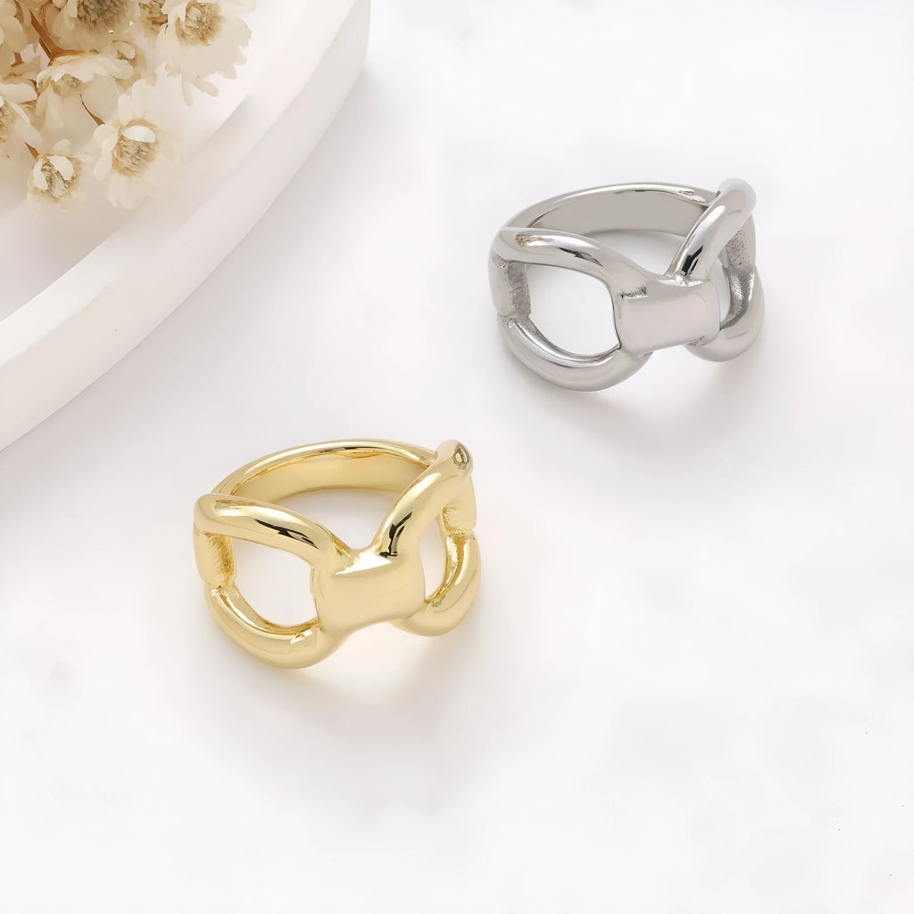 Titanium steel butterfly hollow women's ring in gold colour