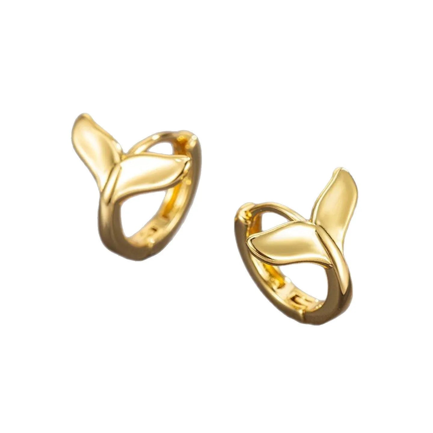 Women's fashion fishtail earrings in gold colour with simple design