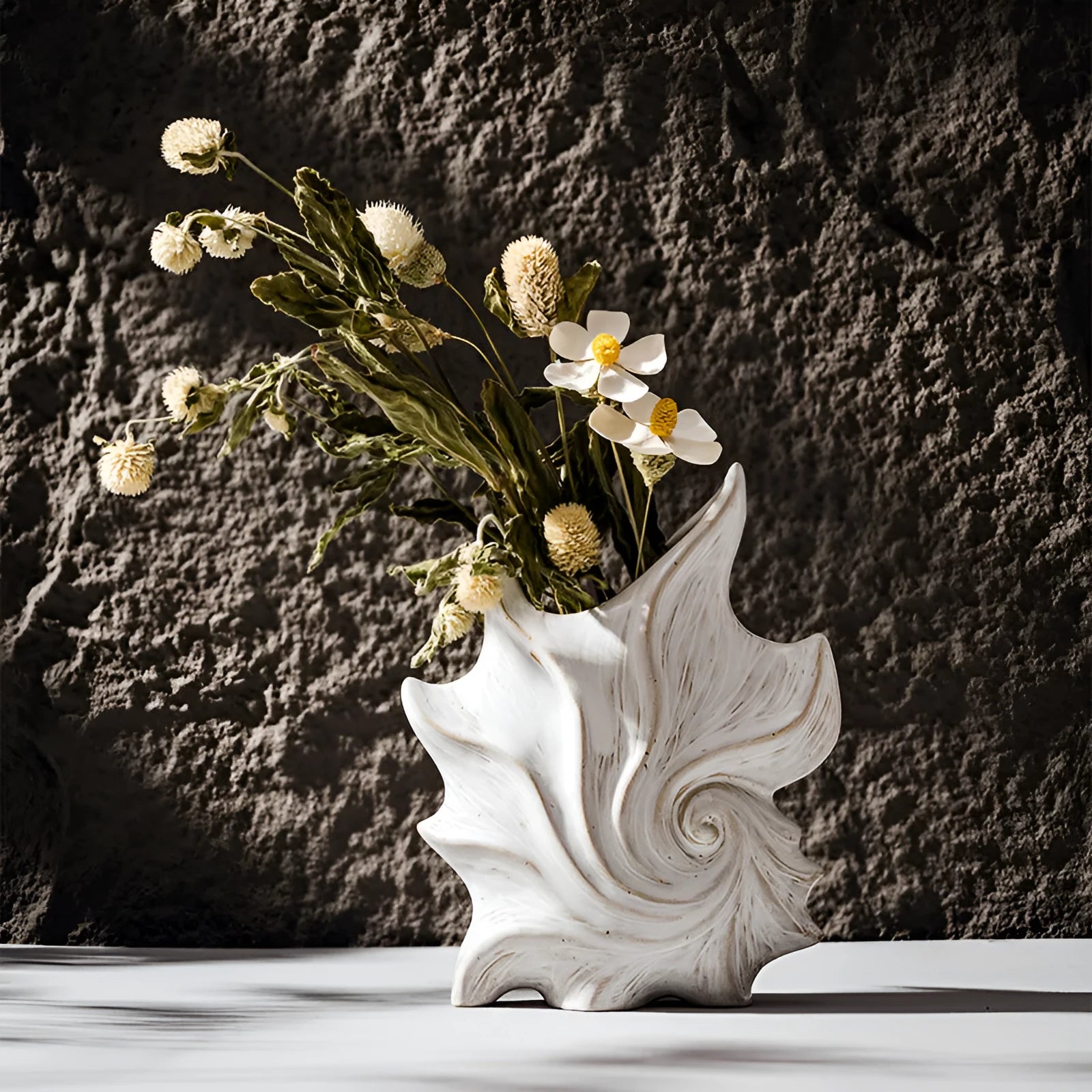 French art ceramic vase with coloured glaze in European retro style on wooden table