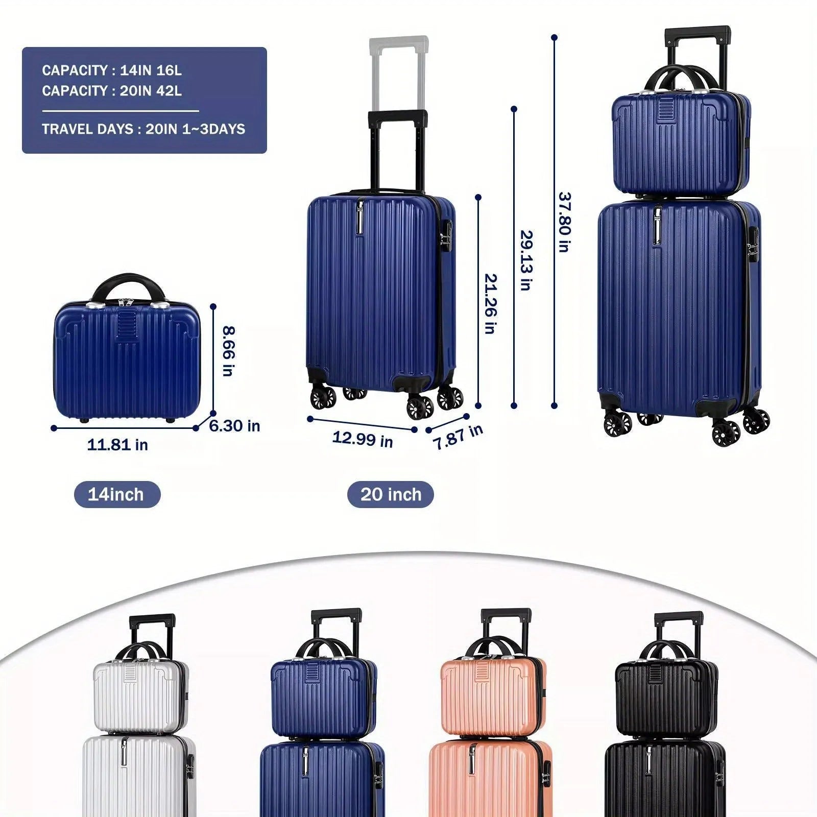 Grey aluminium alloy two-piece luggage set with main trunk and smaller mini box