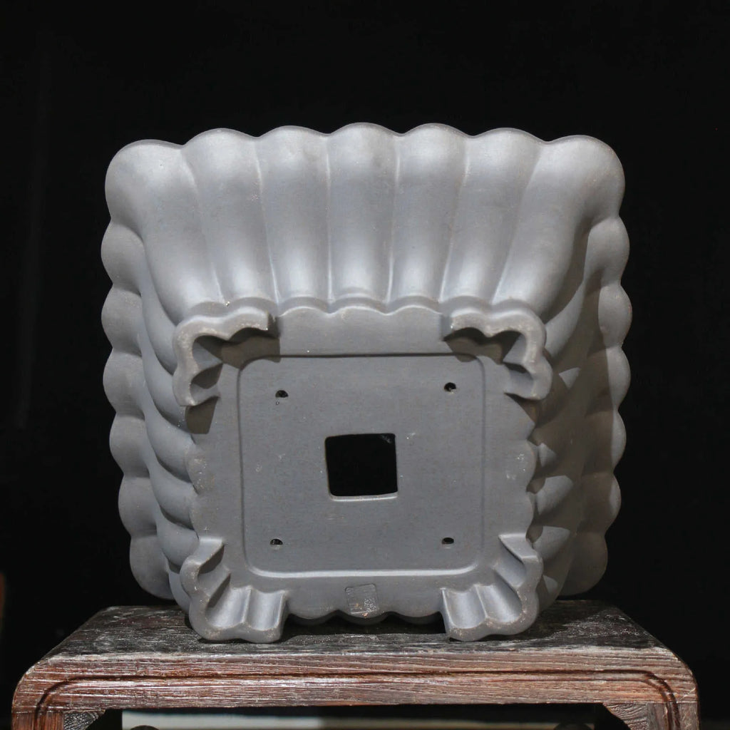 Square purple sand ceramic bonsai pot with classical styling and 37cm inner diameter
