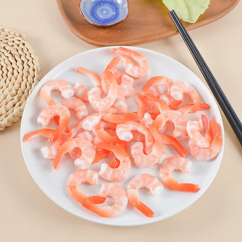 Simulation seafood shrimp keychain with detailed design and 1.5cm thickness made from PVC plastic