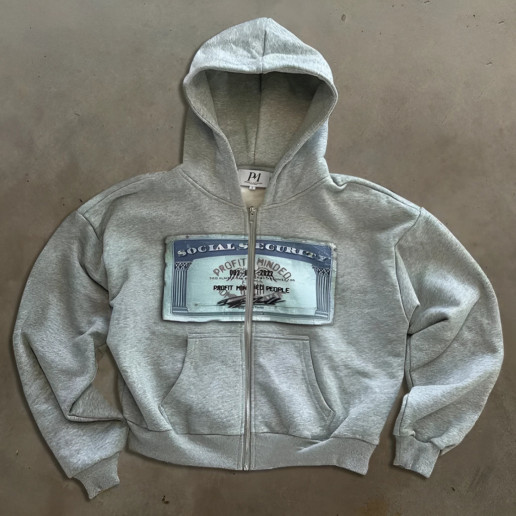 Unisex loose fit hoodie jacket with front letter pattern design in black, grey, or pink colours