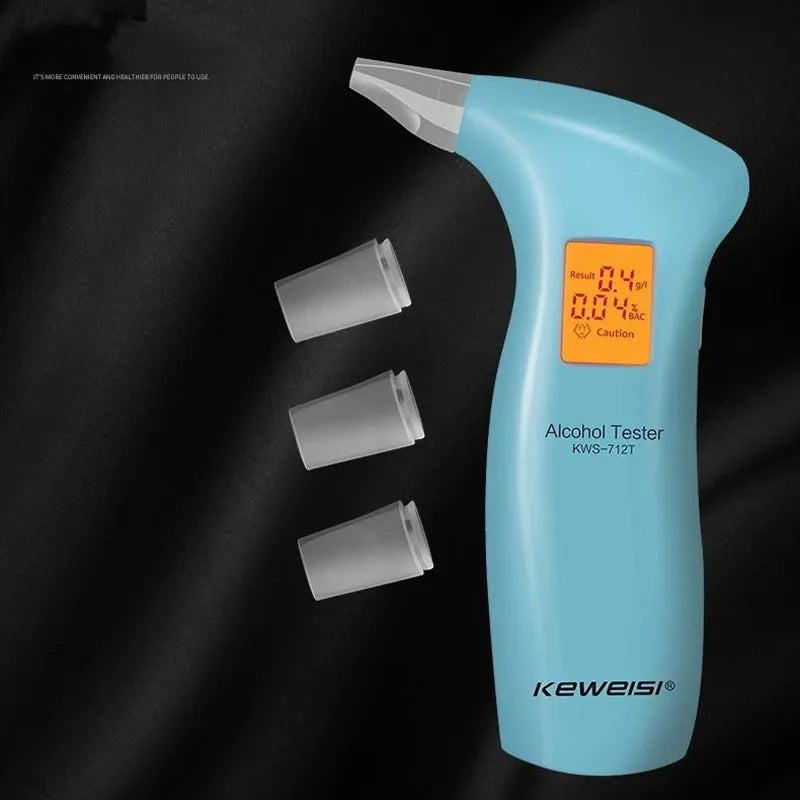 Portable orange light breath alcohol tester with replaceable mouthpieces for drivers