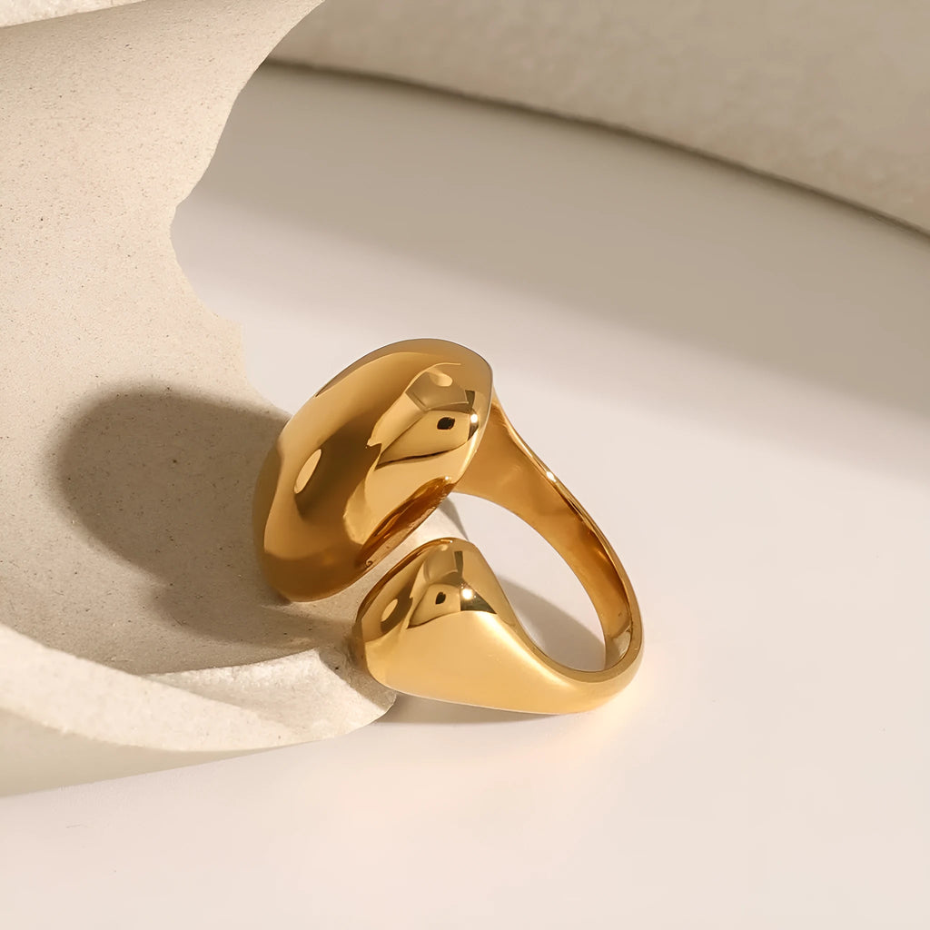 Women's exaggerated open geometric ring in stainless steel, colour JDR2405081.