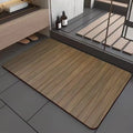 American wood grain pattern diatom mud bathroom floor mat in square shape on bathroom tiles