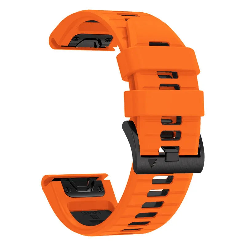 Fenix87pro6 two-colour quick-release silicone strap for Garmin Fenix watches in Army Green Black on a grey background