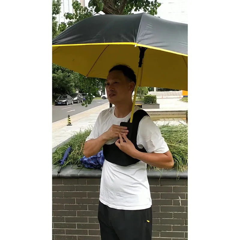 Black portable umbrella holder with adjustable shoulder strap for 10-bone manual umbrellas