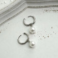 Geometric alloy earrings with pearl accents and titanium steel components for women