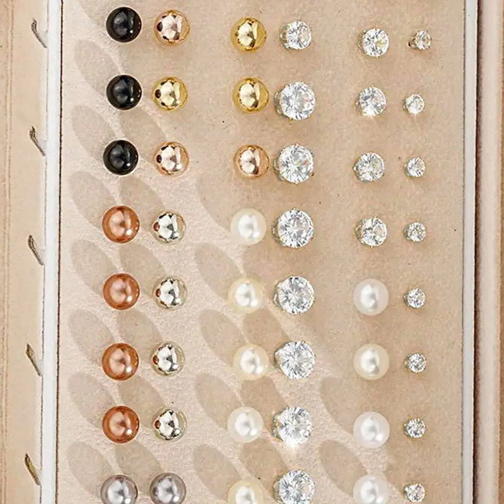 108 geometric pearl earrings in gold and yellow electroplated alloy without packaging box