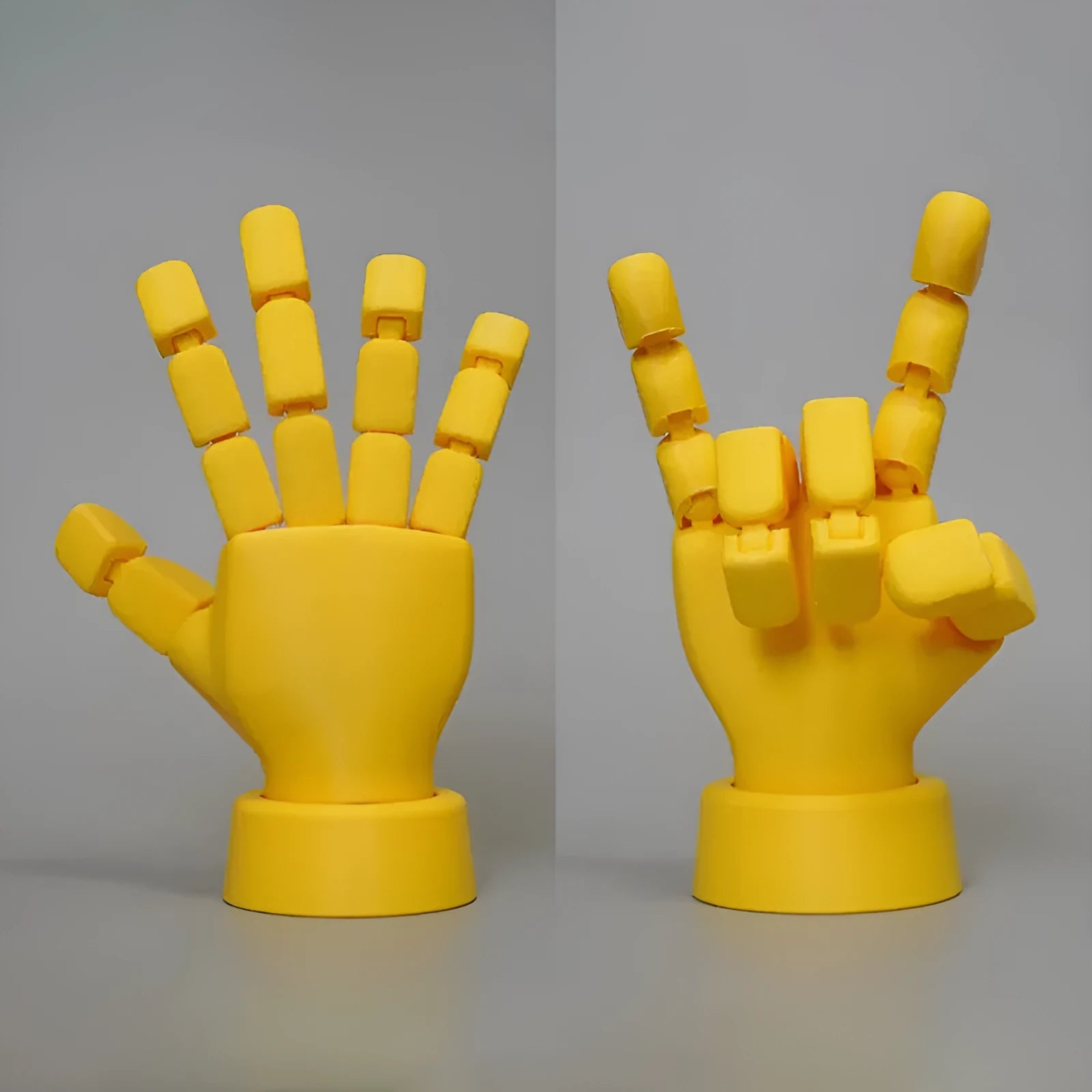 Yellow PLA movable joint hand prop figurine for decoration.