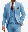 Men's slim fit three-piece suit in a chemical fibre blend, shown in a selection of available colours.